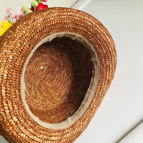 Lola's Creations Spring Summer Straw Hat with Flowers - Picture 6 of 7